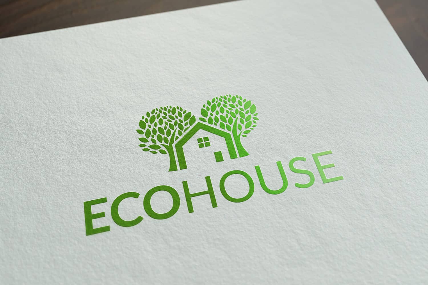 Ecohouse - ecologisch, groen logo met huis en bomen