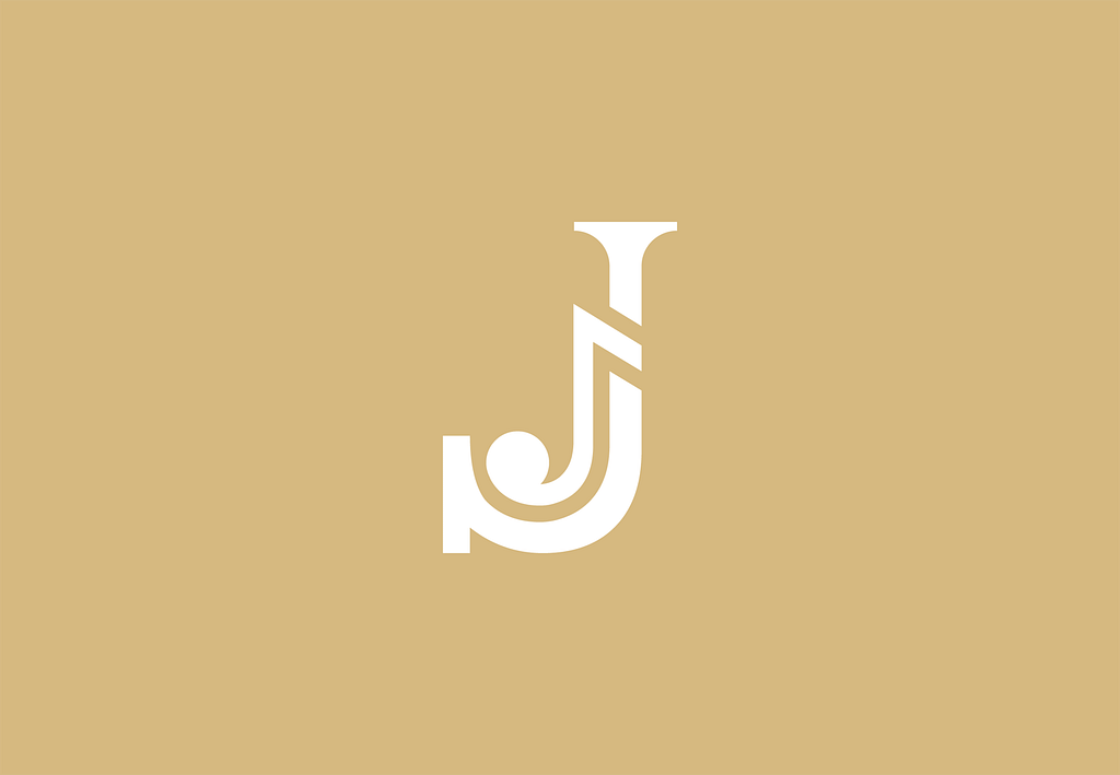 logo design J monogram with music note