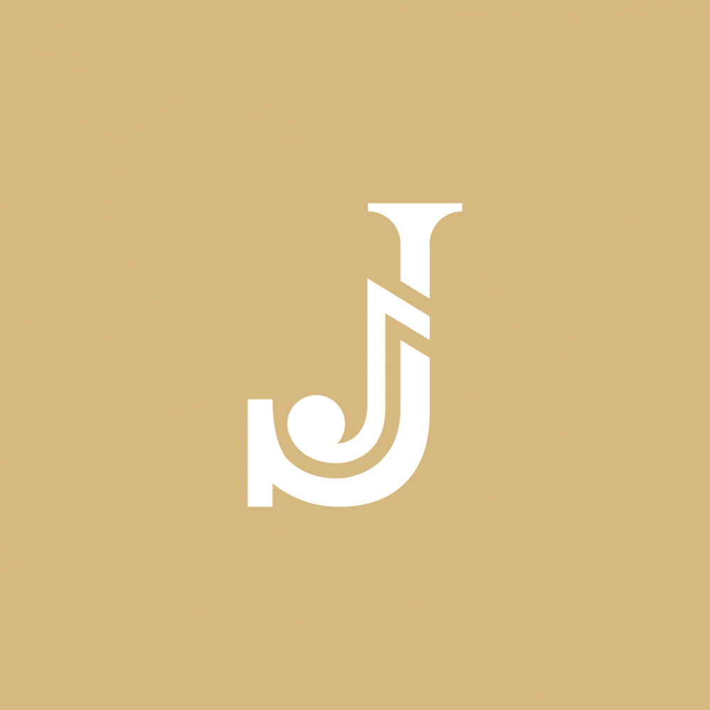 logo design J monogram with music note