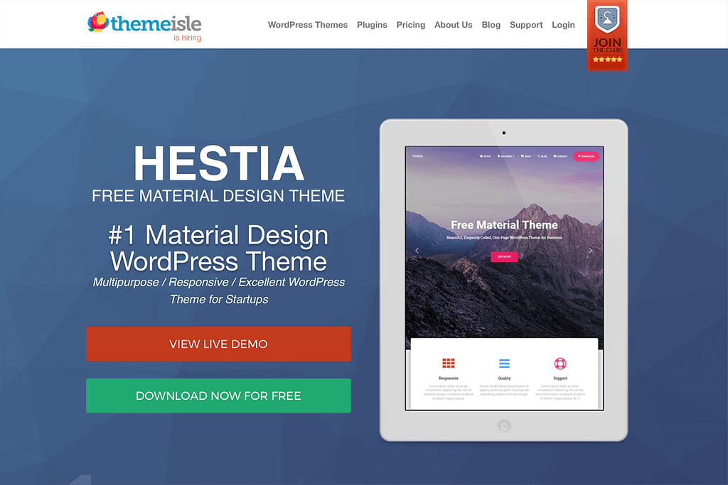 hestia wordpress gratis thema
