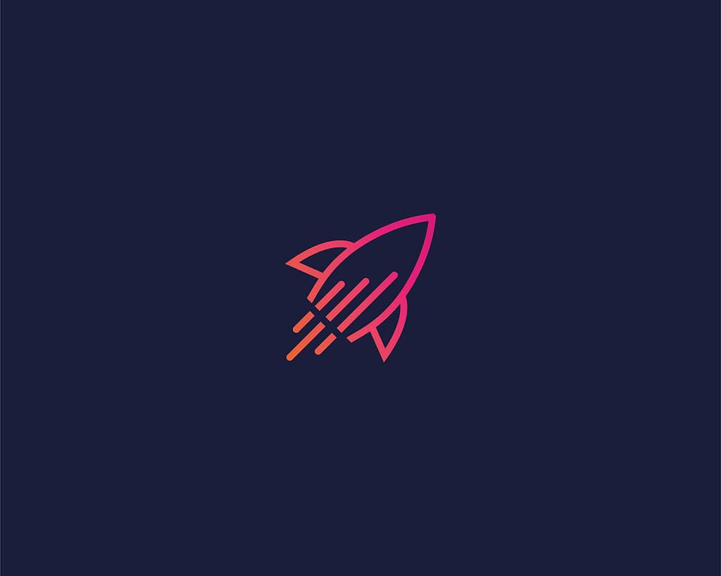 modern data rocket logo design