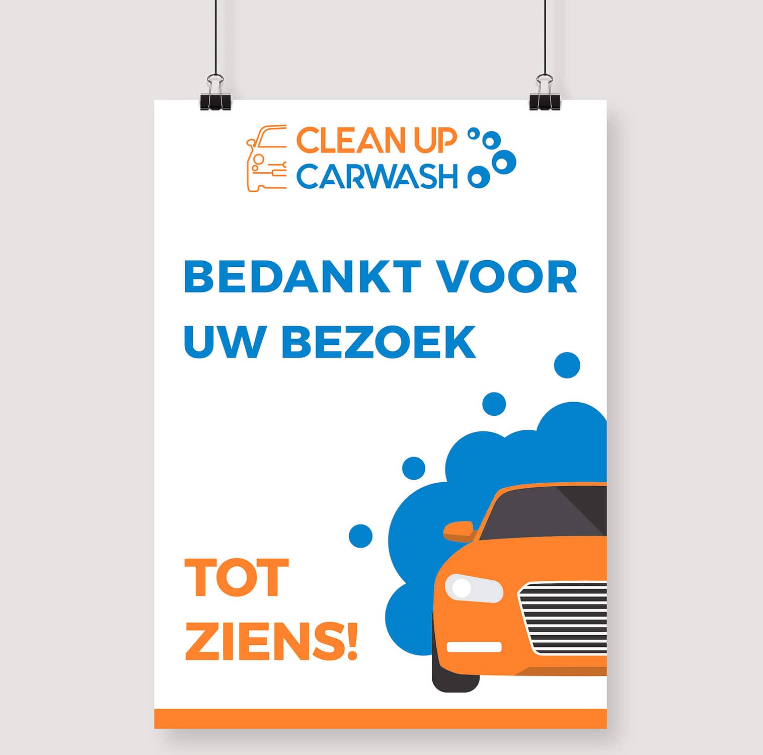 Carwash thank you for your visit poster design