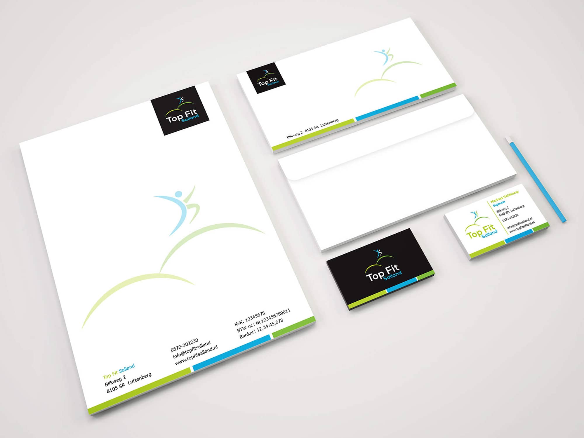 Sportive corporate identity for Top Fit Salland
