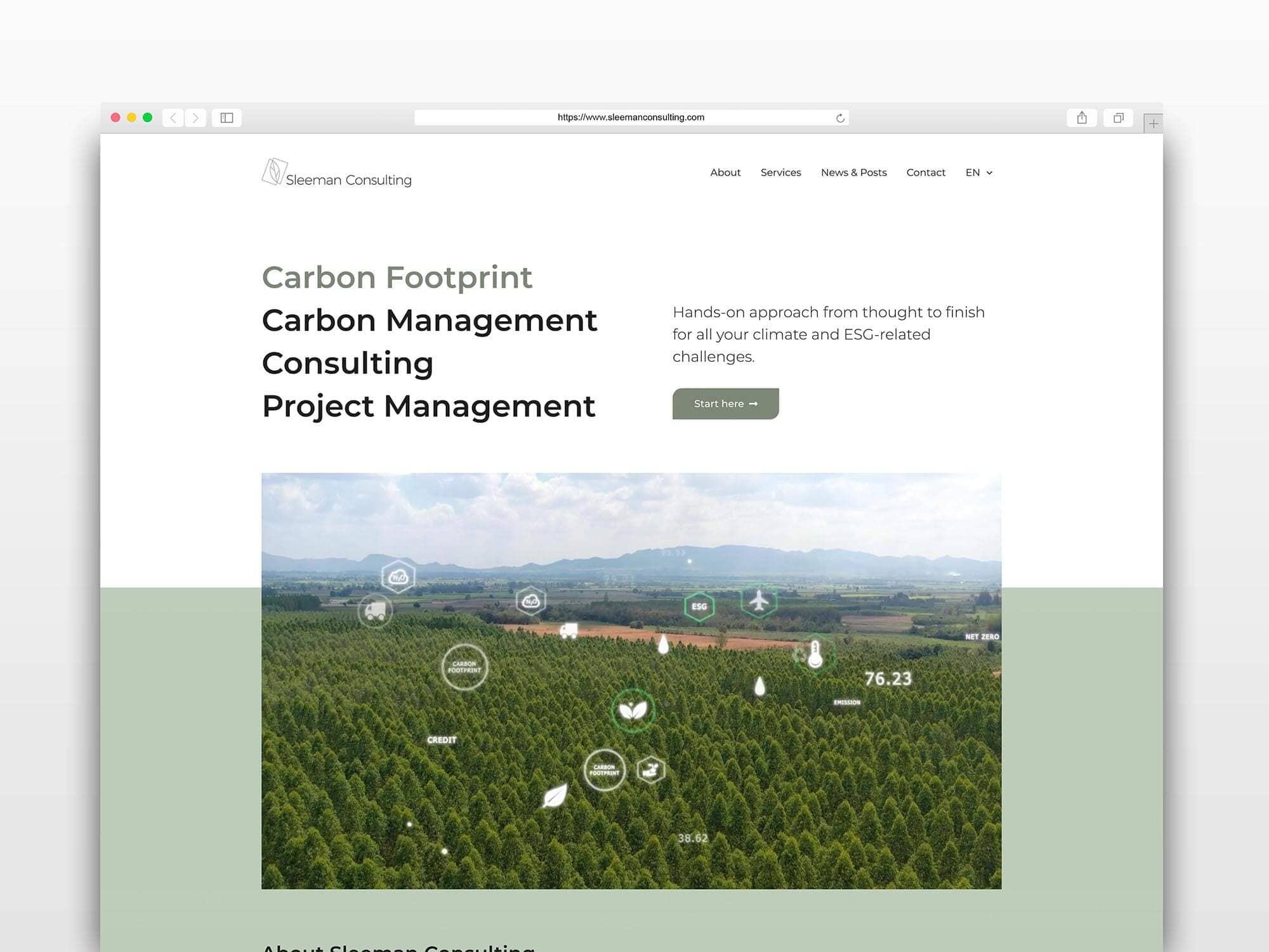 groene website ontwerp voor duurzame consultant