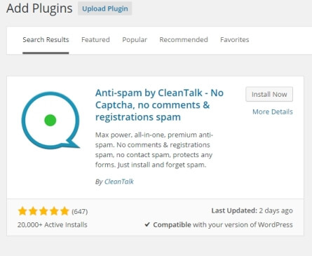 cleantalk anti-spam plugin installatie en activatie