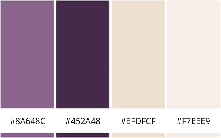paars en perzik minimalistische kleurencombinatie voor je website