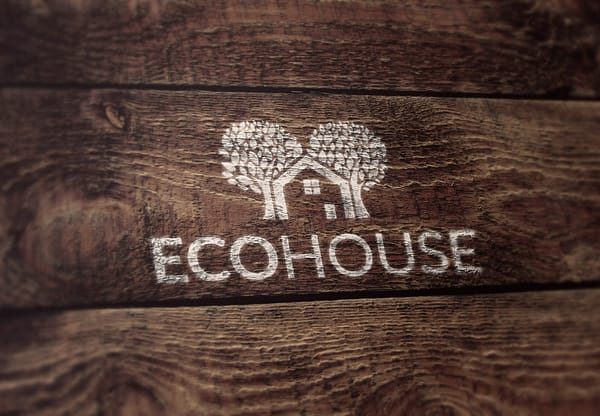 ecohouse ecologisch logo op hout